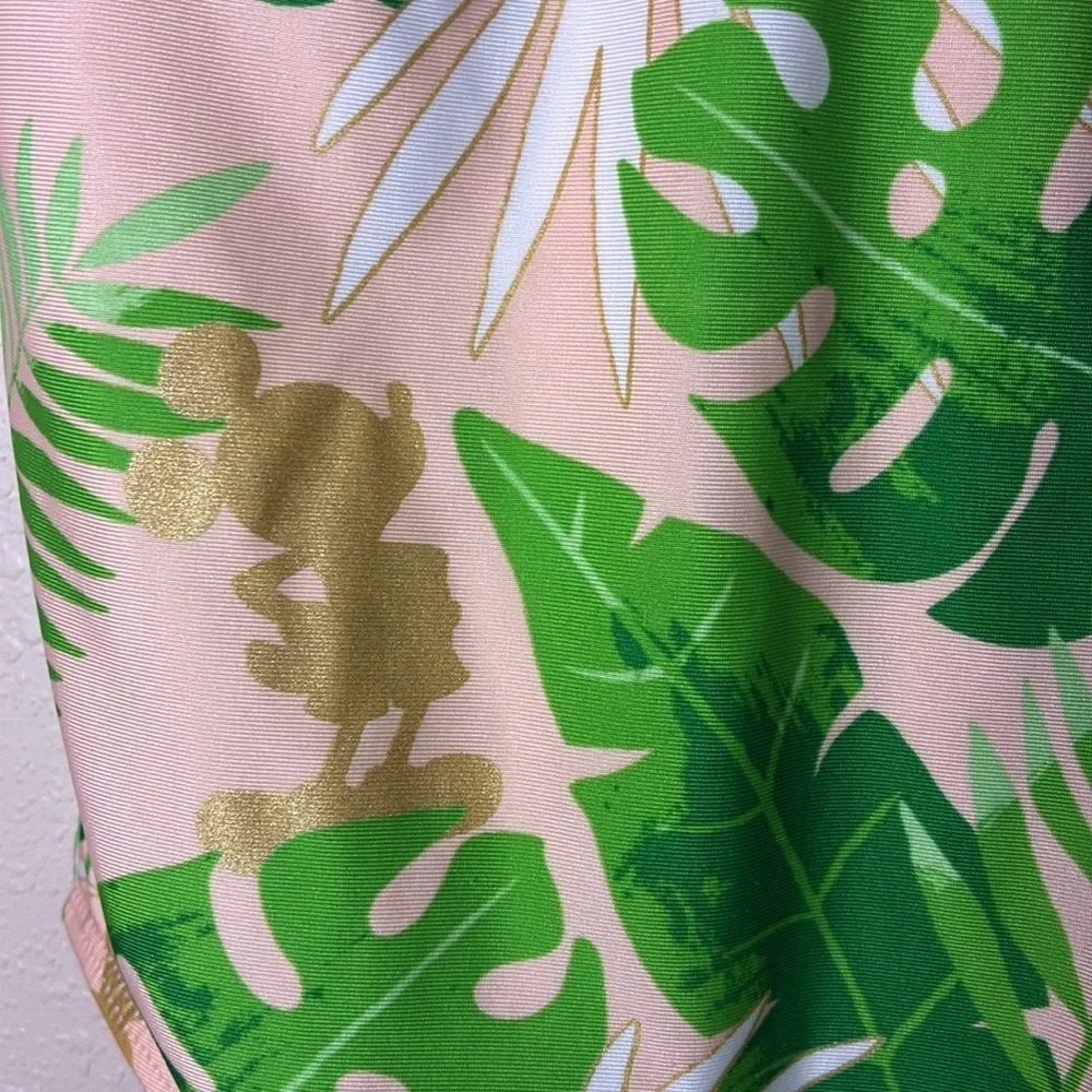 DISNEY Small World Women XS Mickey Mouse Tropical Print One Piece Swimsuit Girly